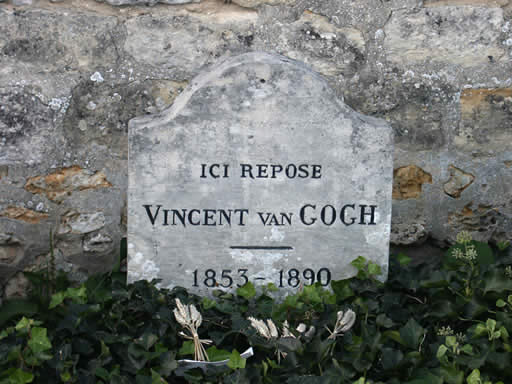 Van Gogh's humble gravesite on a hill at Auvers-sur-Oise